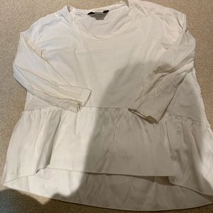 Stella McCartney White Long Sleeve T-Shirt with ruffle